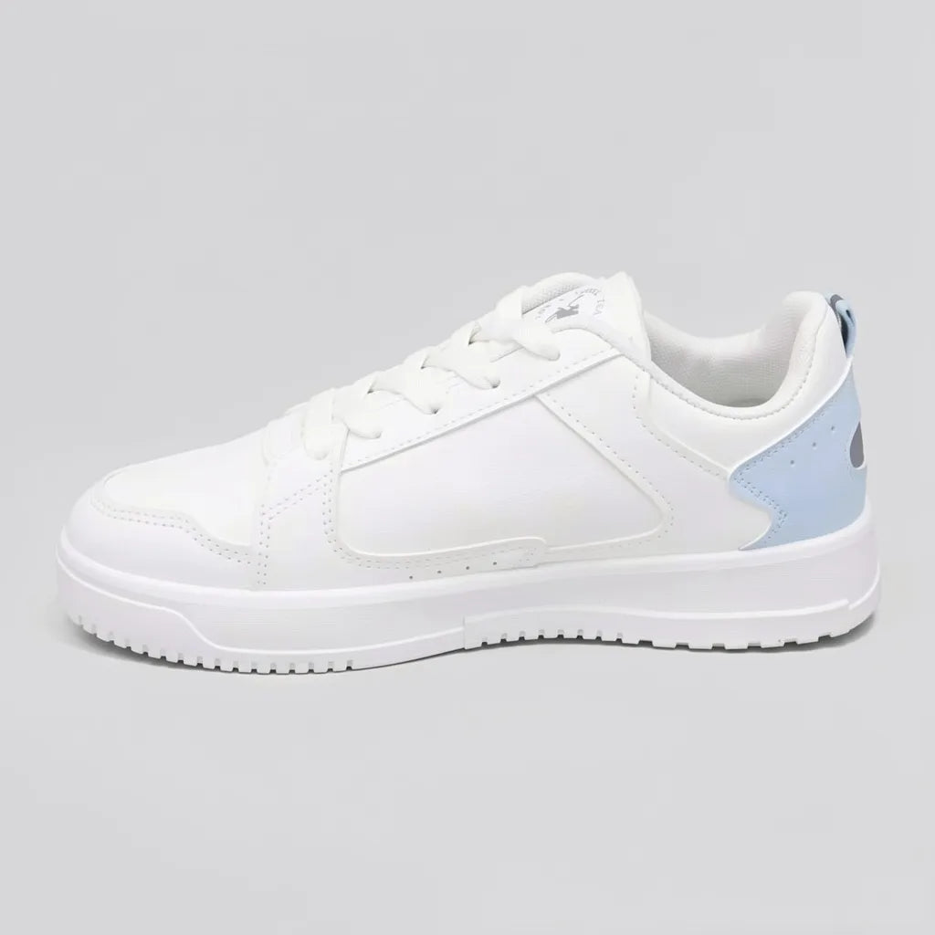 Polo Tenis Minimal Blanco Detalles Celeste Lateral y Talón Suela Blanco/ Celeste/ Gris | Photo Studio AI | 2