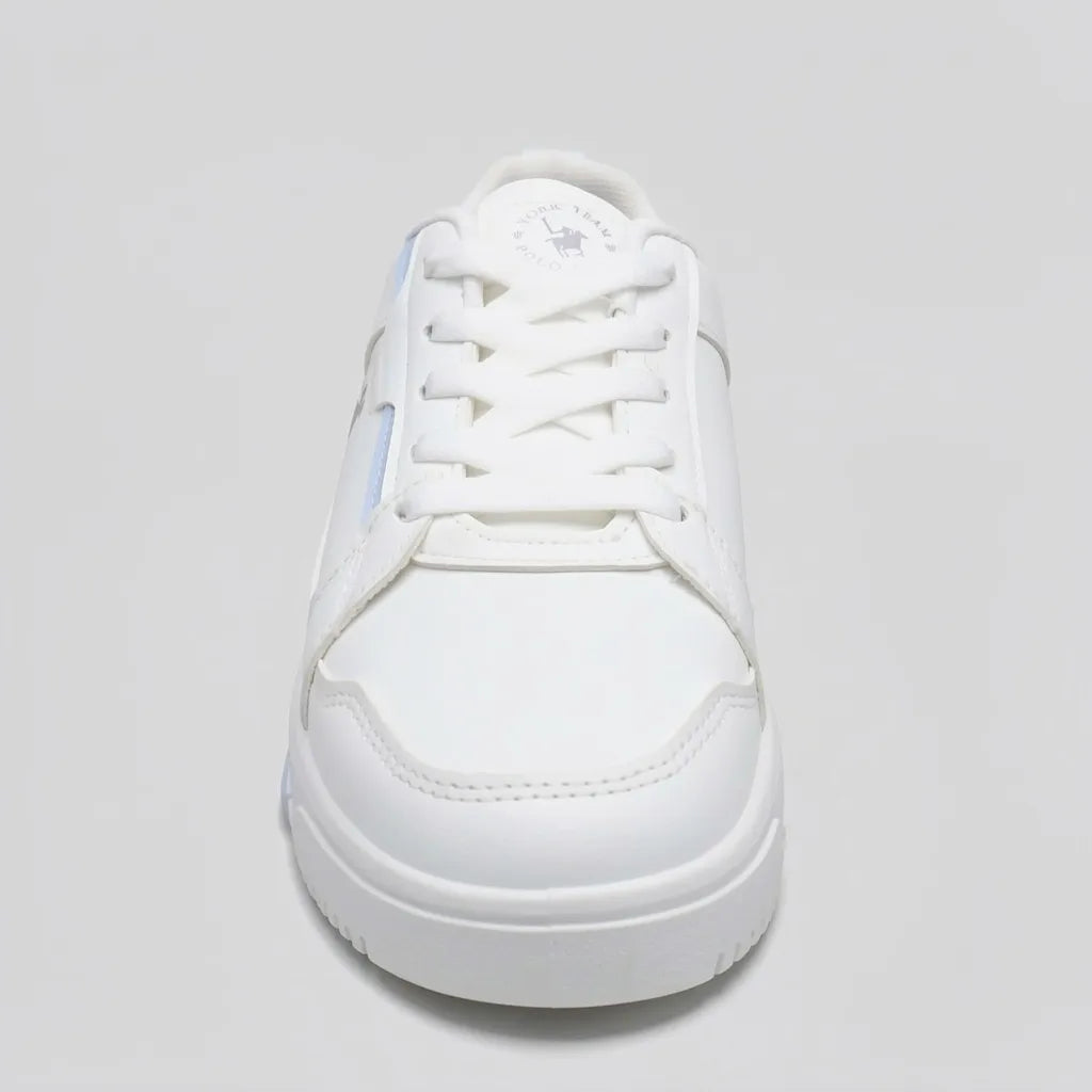 Polo Tenis Minimal Blanco Detalles Celeste Lateral y Talón Suela Blanco/ Celeste/ Gris | Photo Studio AI | 3