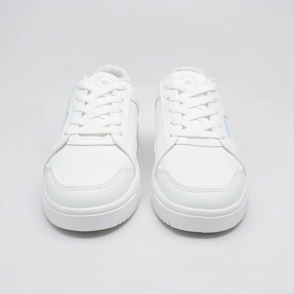 Polo Tenis Minimal Blanco Detalles Celeste Lateral y Talón Suela Blanco/ Celeste/ Gris | Photo Studio AI | 5