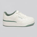 Calvin Klein Tenis Plataforma Blanco hueso Detalles Verde Oscuro Lateral y Talón Suela Blanco Hueso/ Verde | Photo Studio AI | 1