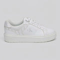 Calvin Klein Tenis Plataforma Blanco Estampado Gris Todo Suela Blanca | Photo Studio AI | 1