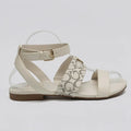 Guess Sandalia Tiras Blanco hueso Bordado G Gris Claro Empeine Suela Blanco Hueso/ Café | Photo Studio AI | 1