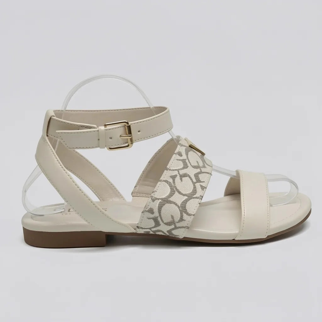 Guess Sandalia Tiras Blanco hueso Bordado G Gris Claro Empeine Suela Blanco Hueso/ Café | Photo Studio AI | 1