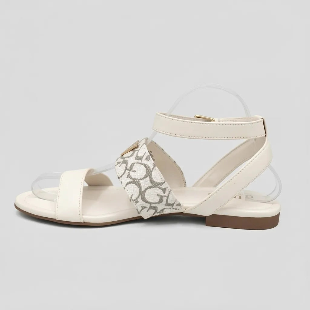 Guess Sandalia Tiras Blanco hueso Bordado G Gris Claro Empeine Suela Blanco Hueso/ Café | Photo Studio AI | 2
