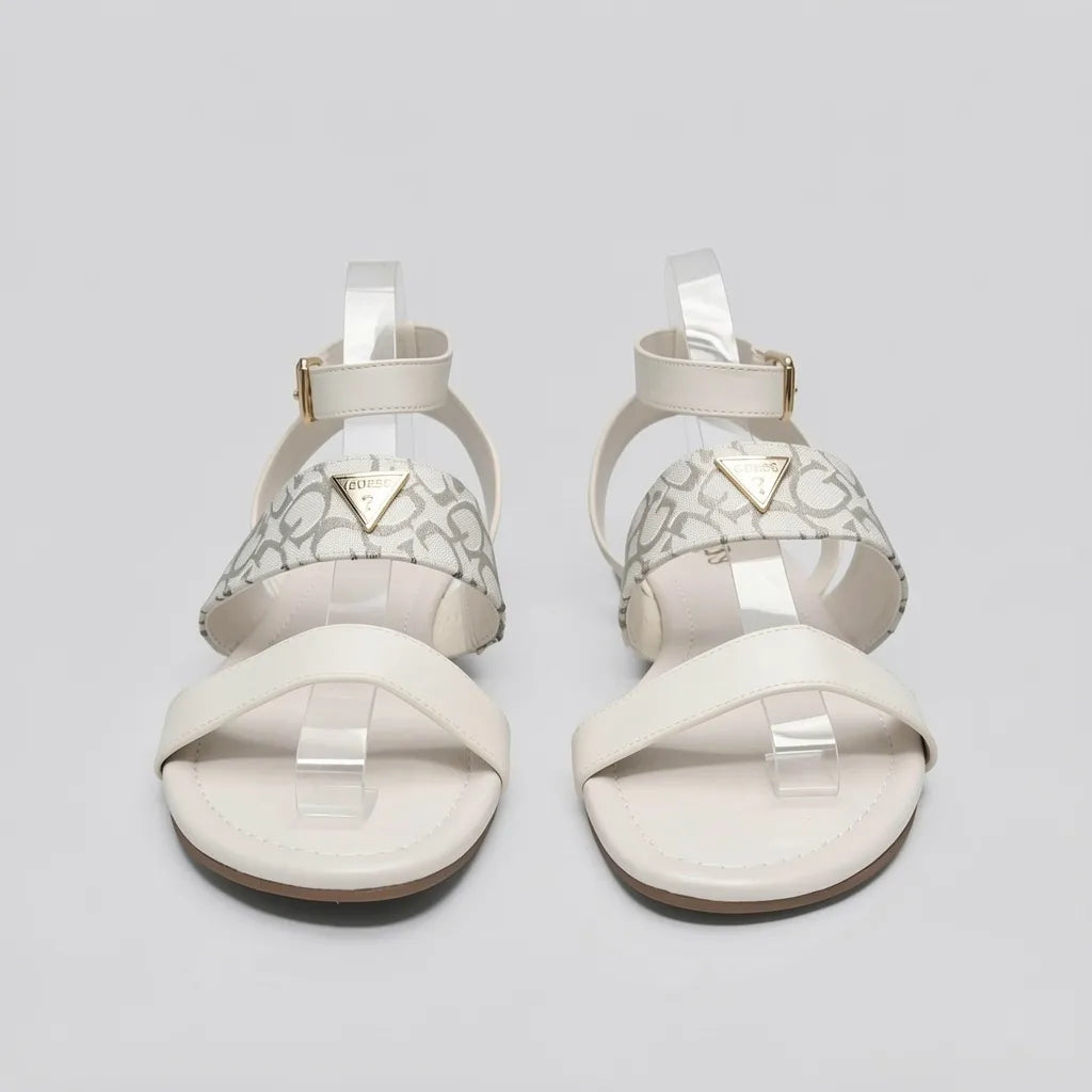 Guess Sandalia Tiras Blanco hueso Bordado G Gris Claro Empeine Suela Blanco Hueso/ Café | Photo Studio AI | 5
