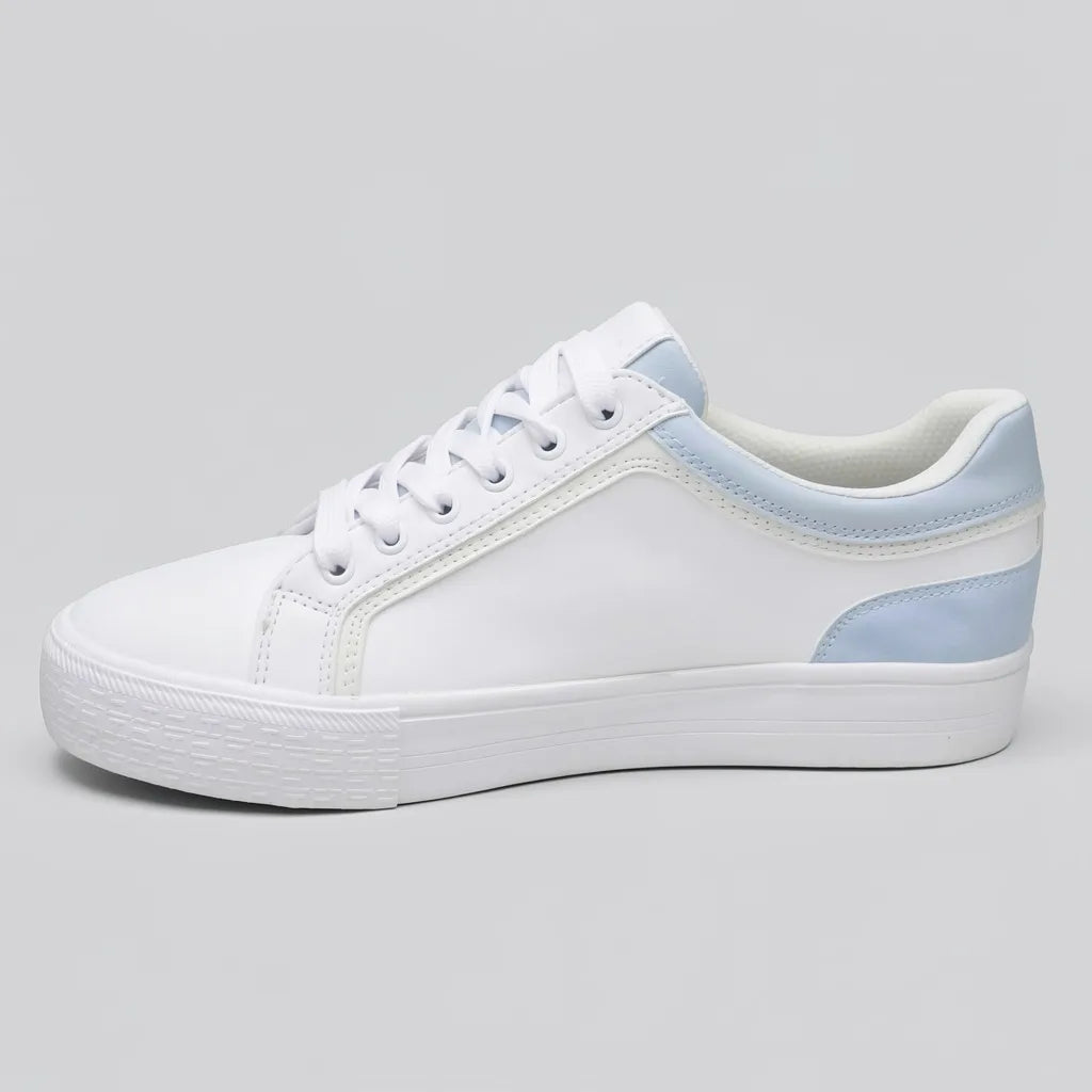 Tommy Tenis Plataforma Blanco Placa Dorado Lateral Suela Blanca | Photo Studio AI | 3