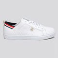 Tommy Tenis Minimal Blanco Placa Rojo/ Azul/ Blanco Lateral Suela Blanca | Photo Studio AI | 1