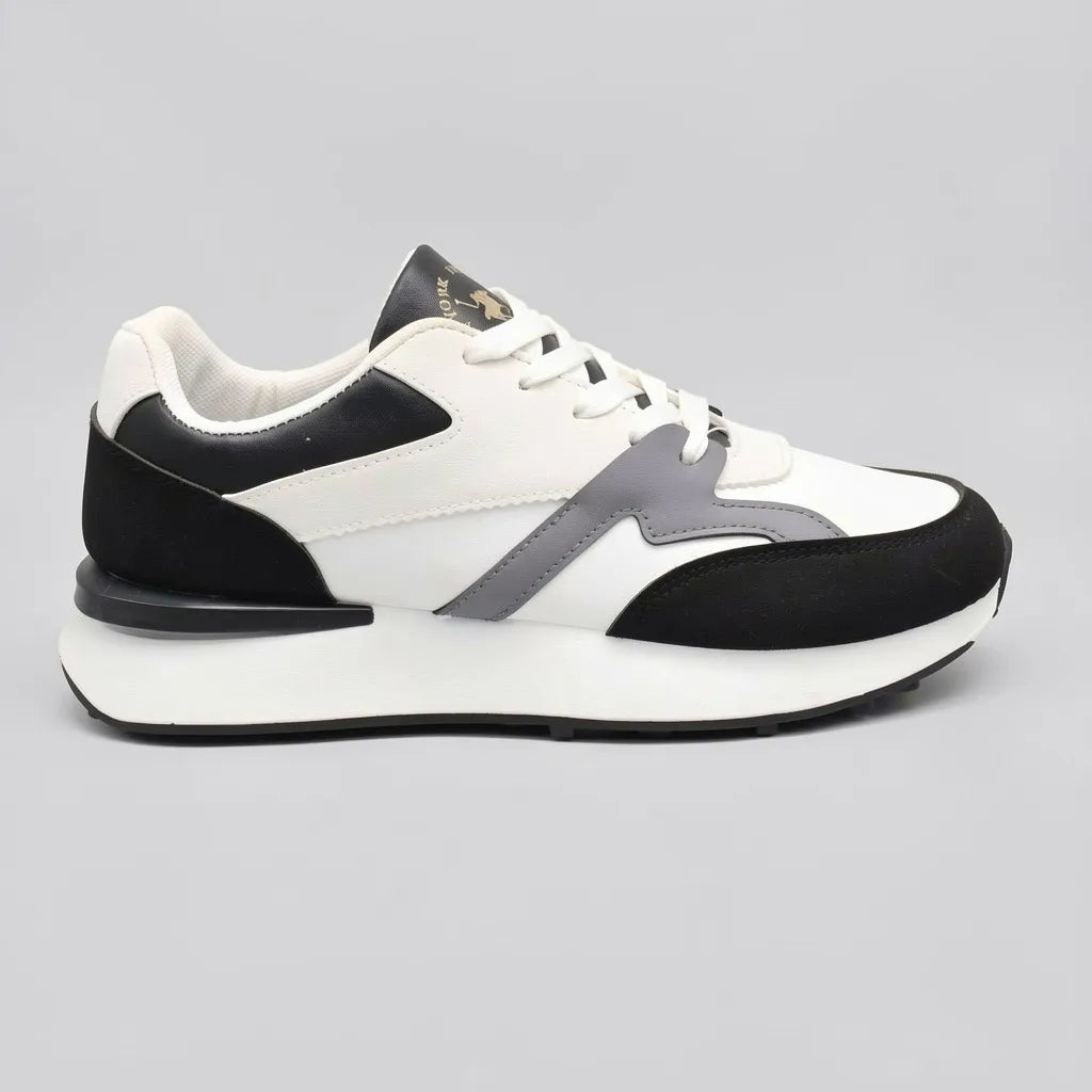 Polo Tenis Plataforma Blanco Franjas / Lineas Negro Punta, lateral y talón Suela Blanco Hueso/ Negro | Photo Studio AI | 1