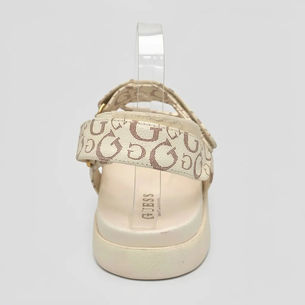 Guess Sandalia Tiras Blanco hueso Estampado G Café Claro Todo Suela Blanca | Photo Studio AI | 3