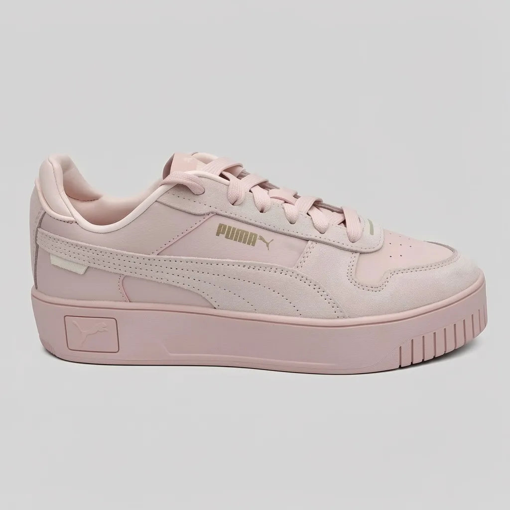 Puma Tenis Urbano Rosado Logo Dorado Lateral Suela Rosada | Photo Studio AI | 1
