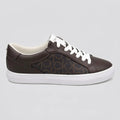 Calvin Klein Tenis Moderno Café Oscuro Estampado Café Claro Lateral Suela Blanca | Photo Studio AI | 1