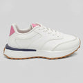 Polo Plataforma Deportivo/ Casual Blanco Detalles Rosado Lengüeta y Talón Suela Blanca/ café | Photo Studio AI | 1