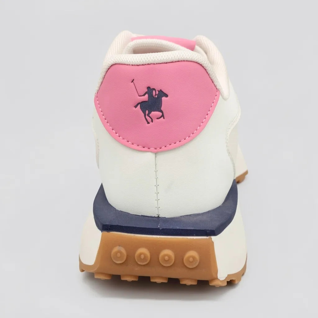 Polo Plataforma Deportivo/ Casual Blanco Detalles Rosado Lengüeta y Talón Suela Blanca/ café | Photo Studio AI | 4