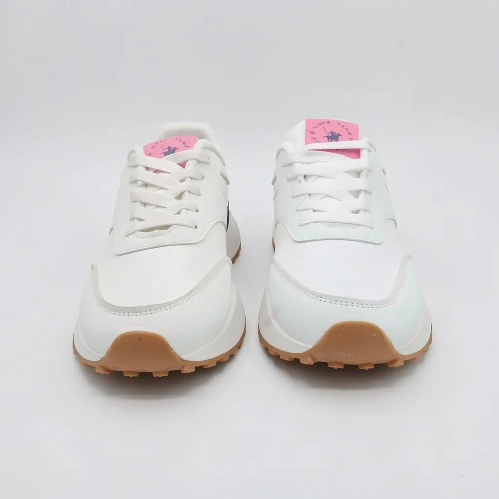 Polo Plataforma Deportivo/ Casual Blanco Detalles Rosado Lengüeta y Talón Suela Blanca/ café | Photo Studio AI | 5