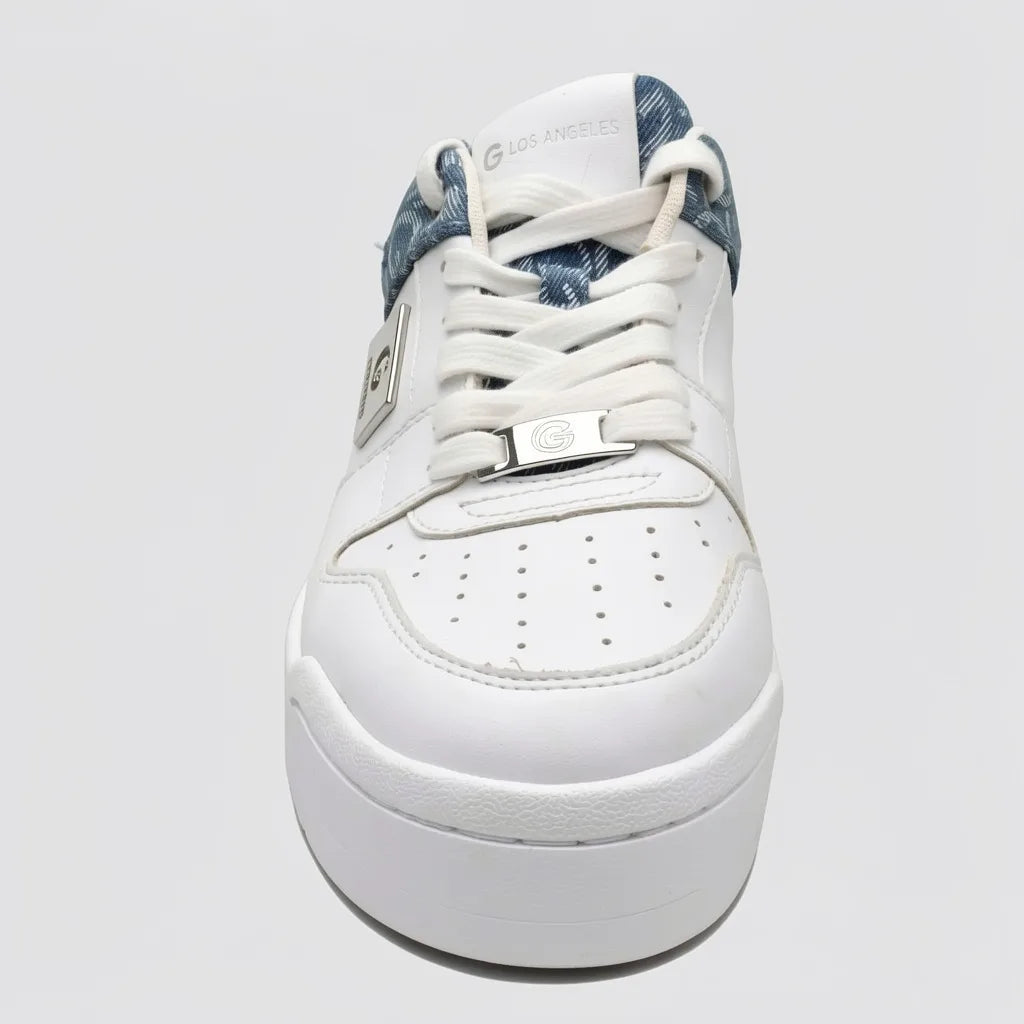 GBG Tenis Plataforma Blanco Estampado G Azul Lateral y Talón Suela Blanca | Photo Studio AI | 3