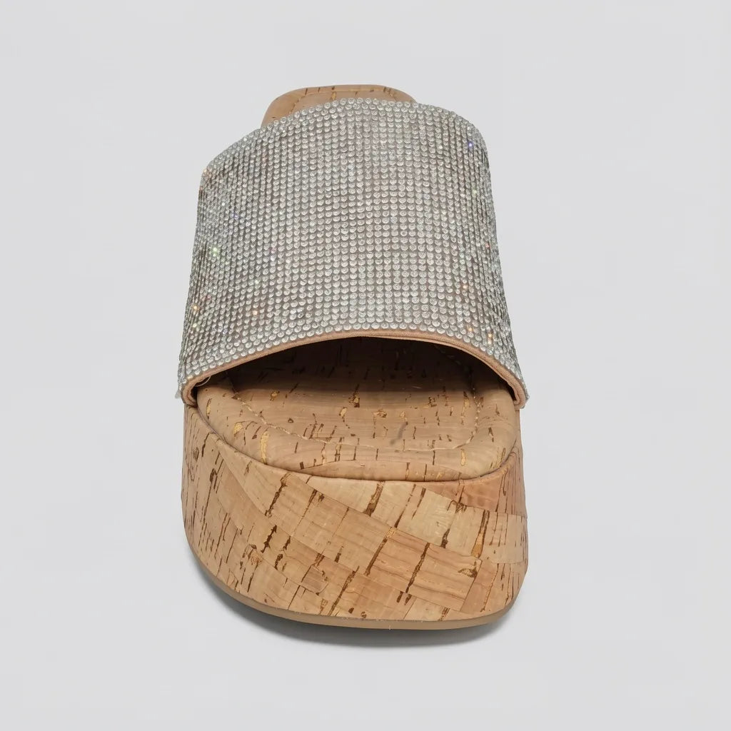 Madden Girl Sandalia Plataforma Café Diseño Plateado Empeine Suela Corcho | Photo Studio AI | 4