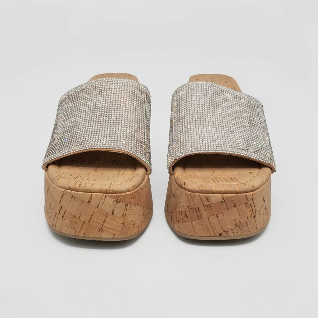 Madden Girl Sandalia Plataforma Café Diseño Plateado Empeine Suela Corcho | Photo Studio AI | 5