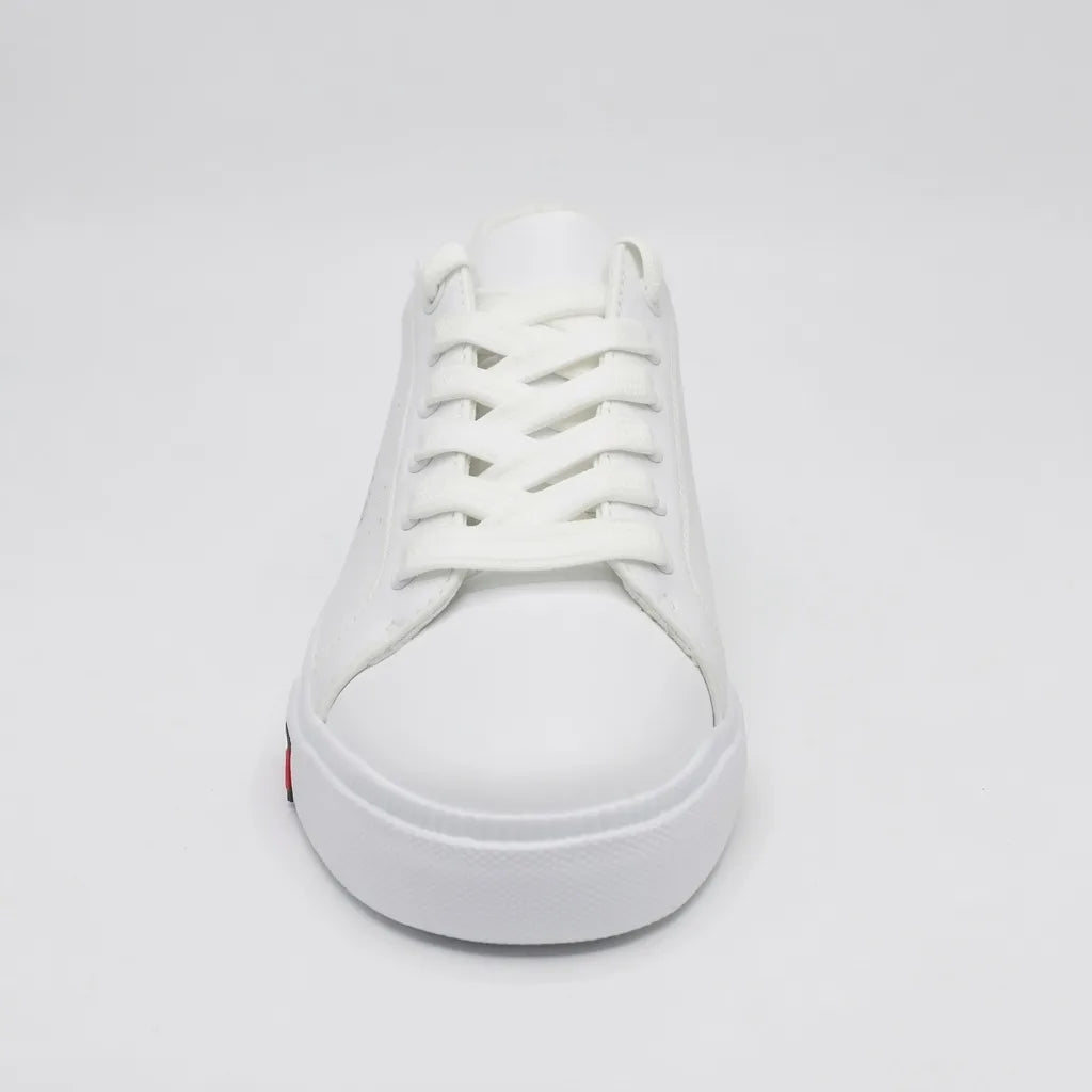 Tommy Tenis Moderno Blanco Brillantina Dorado Talón Suela Blanca