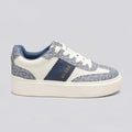 Guess Tenis Plataforma Blanco Estampado G Celeste/ Azul Talón y Punta Suela Blanca
