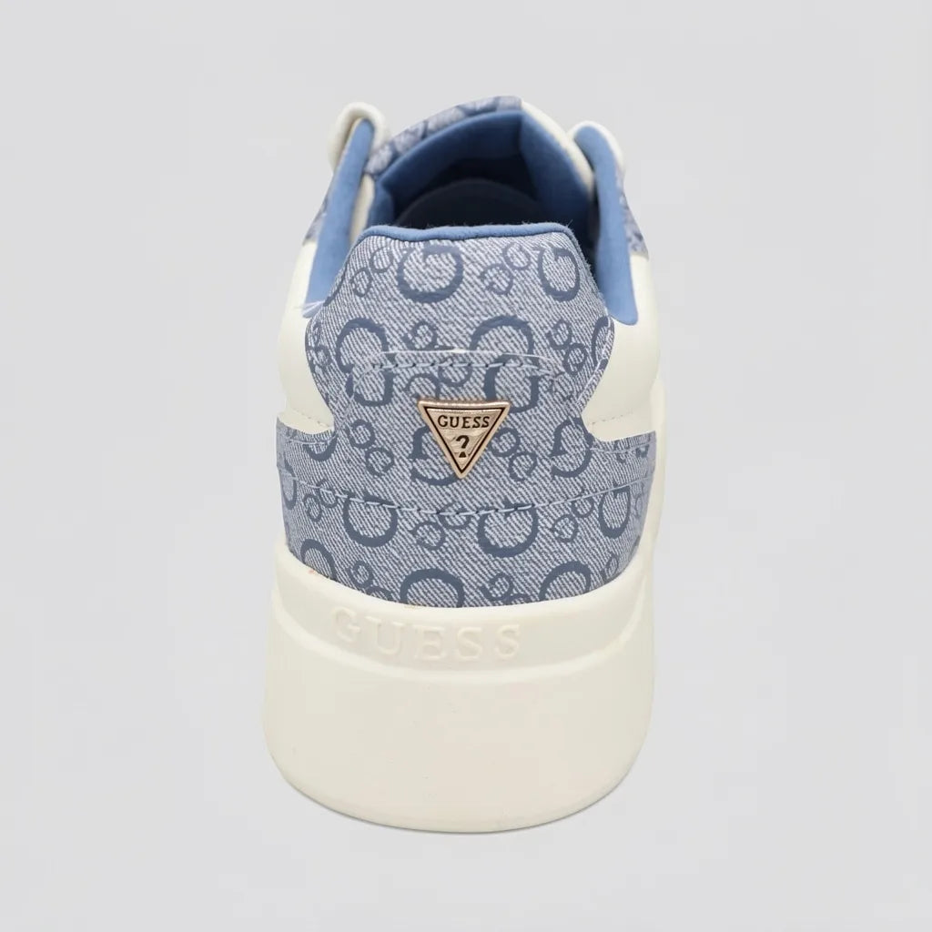 Guess Tenis Plataforma Blanco Estampado G Celeste/ Azul Talón y Punta Suela Blanca
