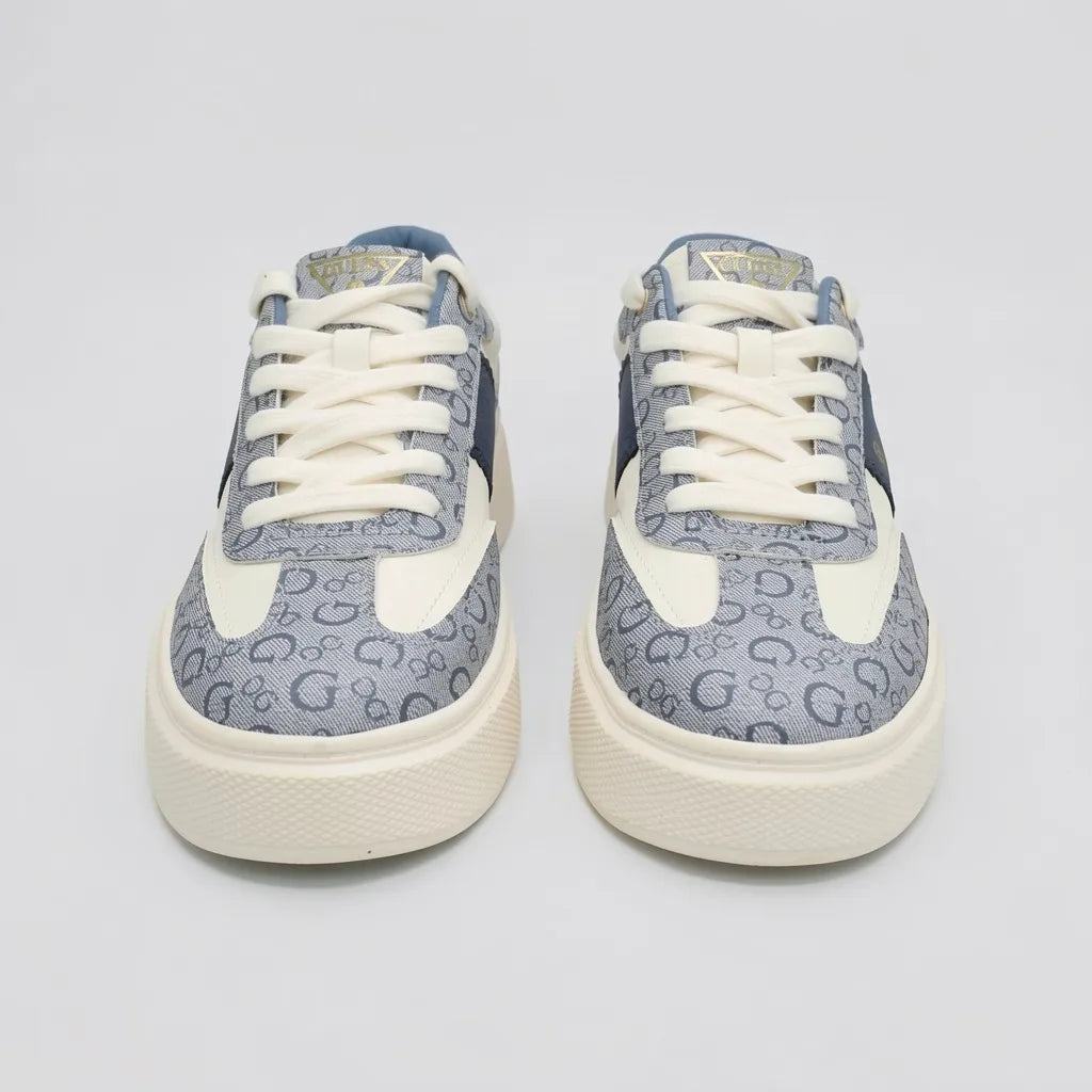 Guess Tenis Plataforma Blanco Estampado G Celeste/ Azul Talón y Punta Suela Blanca