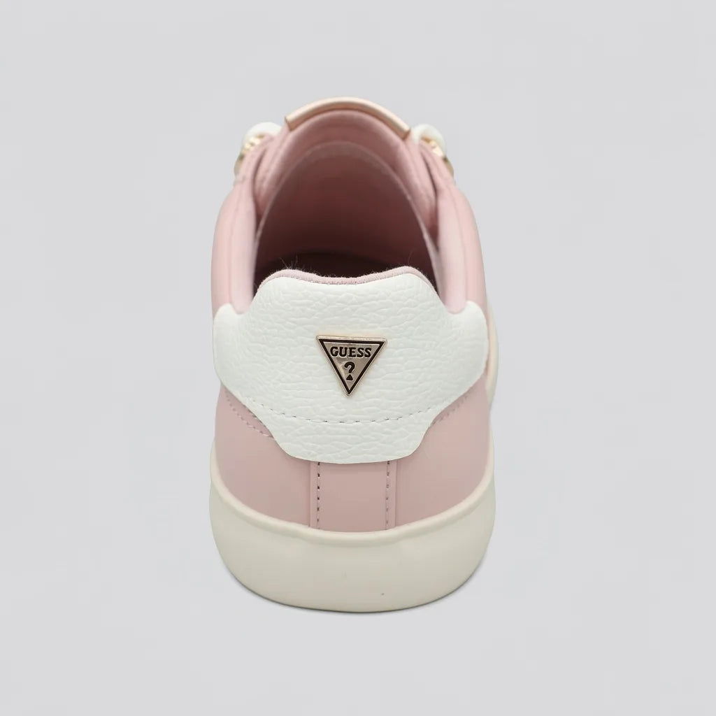 Guess Tenis Moderno Rosado Detalles Dorado Lengüeta y Cintas Suela Blanco Hueso